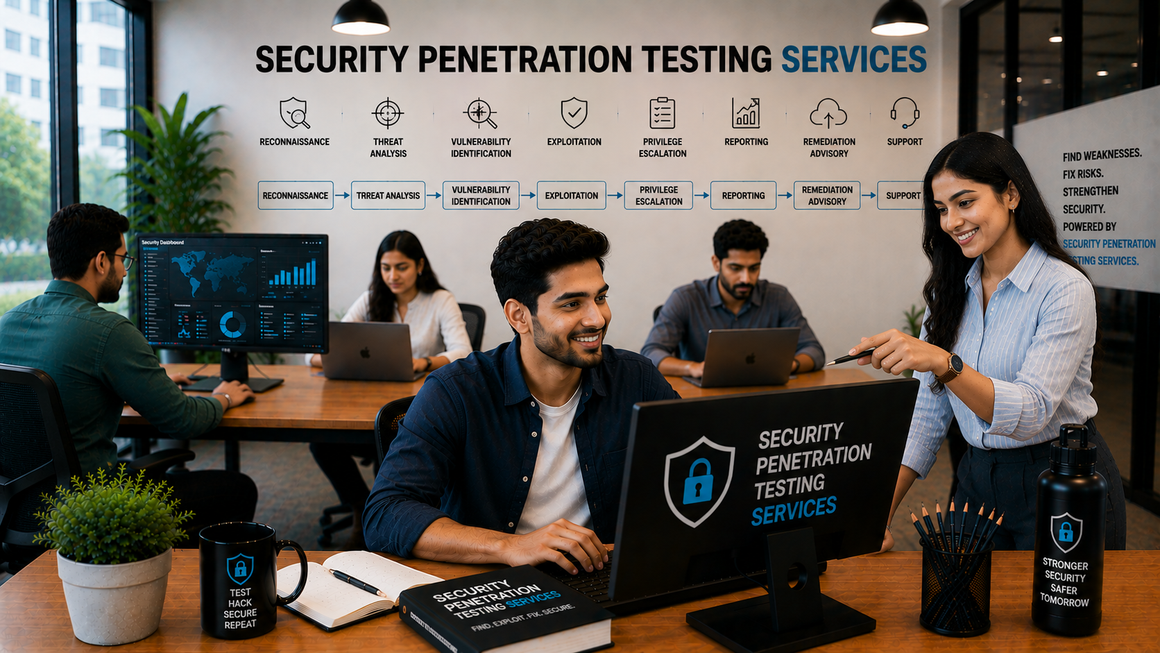 Security specialists reviewing penetration-testing findings