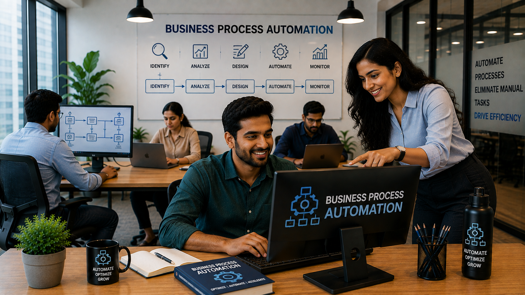 Automation specialists mapping business workflows
